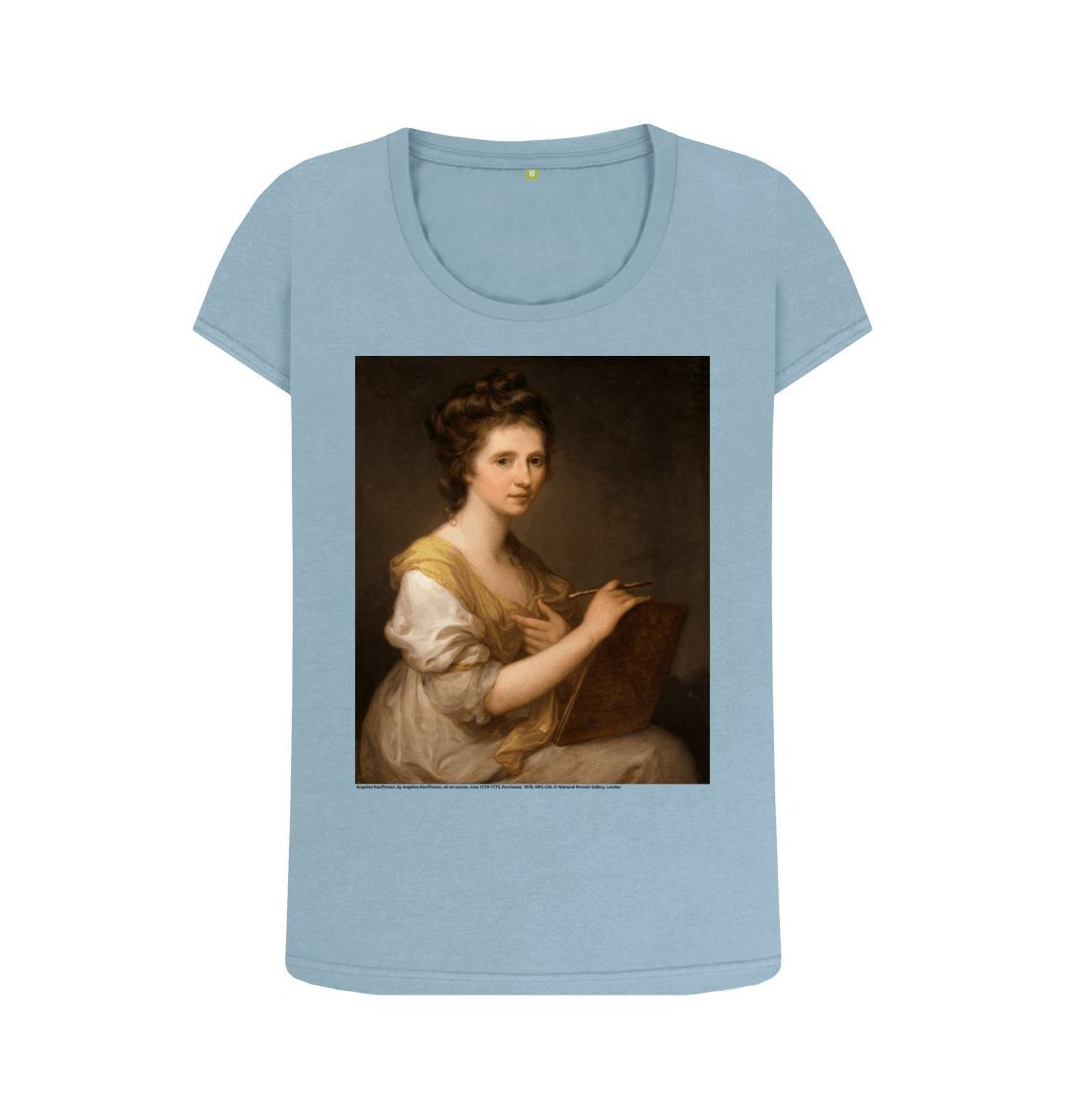 Stone blue angelica kauffmann women's scoop neck t shirt