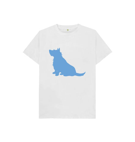 White Hubert Leslie Blue Dog Silhouette Kids T-shirt