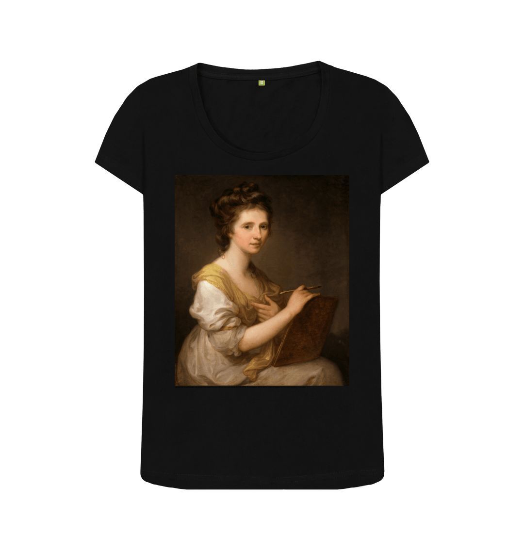 Black angelica kauffmann women's scoop neck t shirt