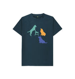 Denim Blue Hubert Leslie Three Dogs Silhouette Kids T-shirt