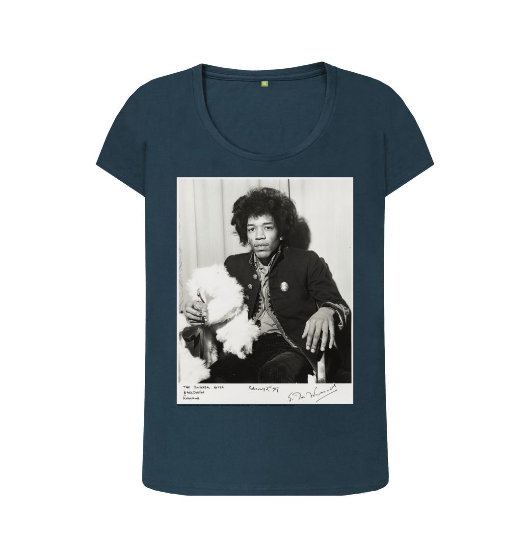 Denim blue jimi hendrix women's scoop neck t shirt