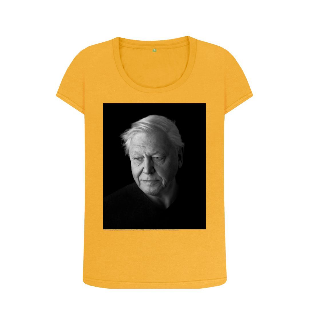 Mustard sir david attenborough women's scoop neck t shirt