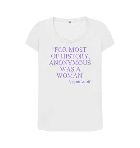 White Virginia Woolf Women's scoop neck quote t-shirt