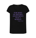 Black Virginia Woolf Women's scoop neck quote t-shirt
